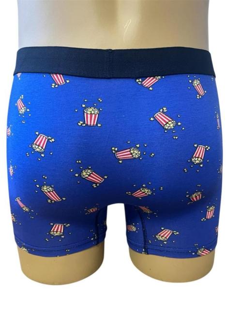 Boxeri de barbati veseli ,imprimeu pop corn ,culoare albastru ,En-gros